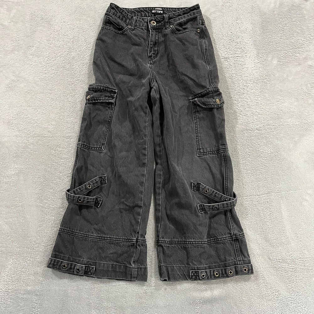 Hot Topic Jeans Size 1 Wide‎ Leg Cargo Baggy Grunge Y2K Festival Skater Goth